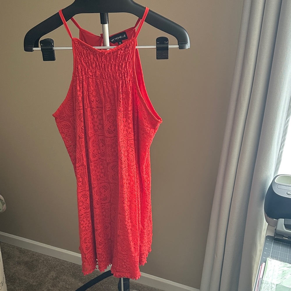 My Michelle Coral Lace Spaghetti Strap Dress